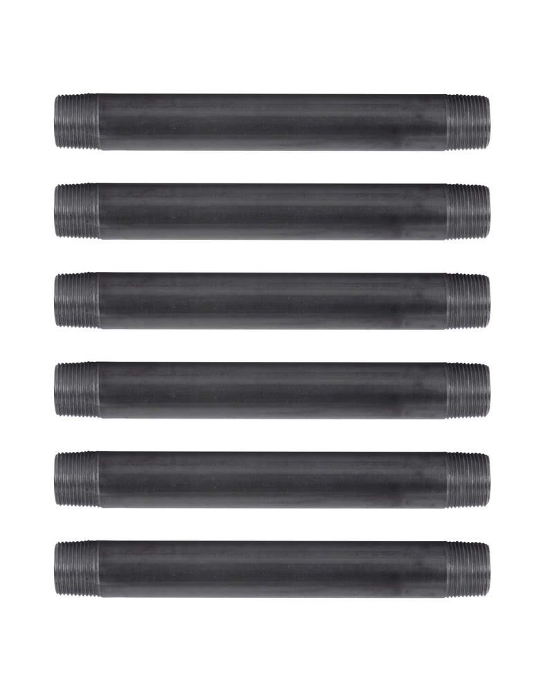 PIPE DECOR 1" x 10" Black Steel Plumbing Pipe, 6-Pack, Pre Cut Connector, Industrial Steel Grey Fits Standard One Inch Threaded Black Malleable Iron Fittings, Build Vintage DIY Furniture - Image 1